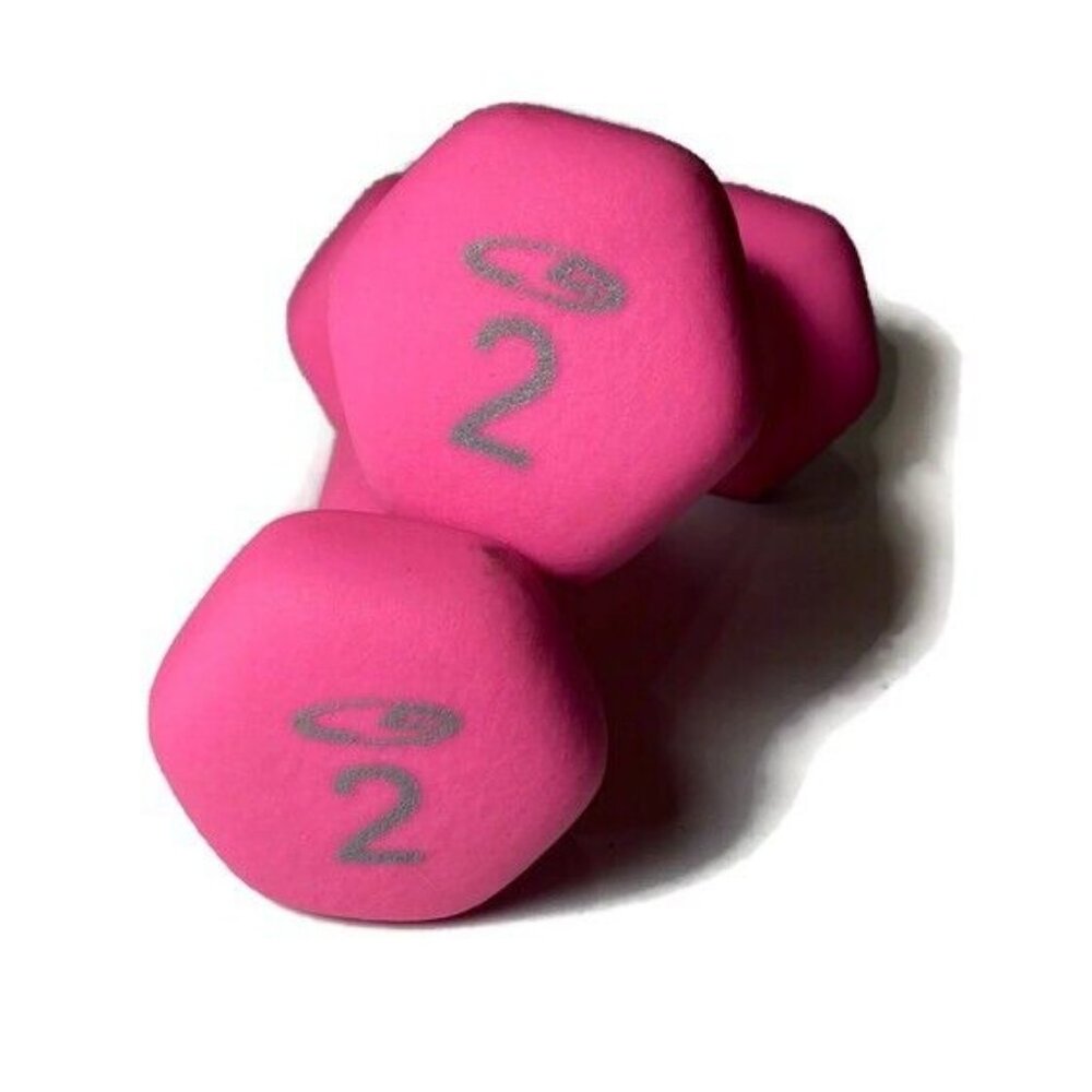 CHAMPION 2 Pound Dumbbell Weights Pink Neoprene Set of 2 Fitness Strength Train